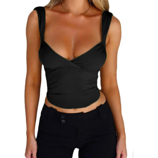 Women's Fashion Suspenders Top V-neck Backless T-shirt Vest Phosgene