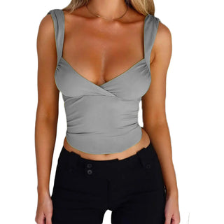 Women's Fashion Suspenders Top V-neck Backless T-shirt Vest Phosgene