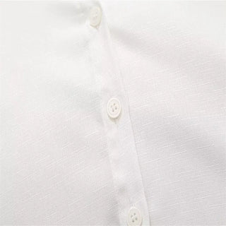 Women's Fashionable White Cotton And Linen Shirt Phosgene