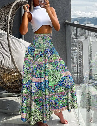 Women's High Waist Print Loose All-match Dress Phosgene