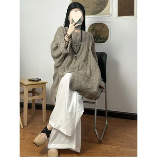 Women's Loose Fitting Chinese Style Cool Feeling Shirt Phosgene