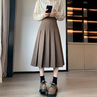 Women's Retro Skirt Khaki Autumn And Winter New Loose High Waist Phosgene