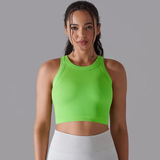 Women's Sleeveless Vest Running Fitness Seamless Knitted Sports Top Phosgene