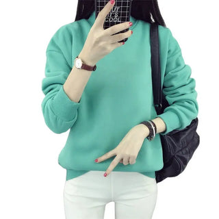 Women's Solid Color Plush Small Standing Collar Pullover Hoodie Phosgene