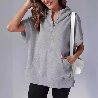 Women's Three-point Short-sleeved Hooded Sweater Phosgene