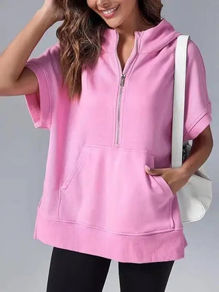 Women's Three-point Short-sleeved Hooded Sweater Phosgene