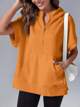 Women's Three-point Short-sleeved Hooded Sweater Phosgene