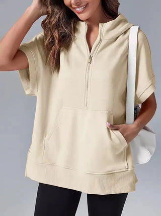 Women's Three-point Short-sleeved Hooded Sweater Phosgene