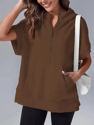 Women's Three-point Short-sleeved Hooded Sweater Phosgene