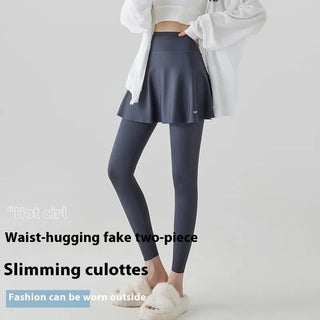 Yoga Culottes For Women High Waist Hip Lift Outer Wear Spring And Autumn Thin Fake Two-piece Skort Phosgene