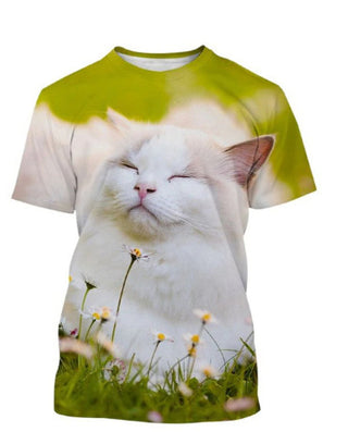 Funny Cute Cat Pattern Men's T-shirt 3D Animal Print Phosgene