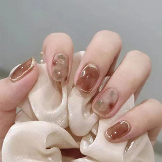 Handmade Camellia Wearing Nail Art Fake Nails Removable - Phosgene