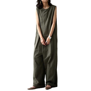 Temperament Pure Color Sleeveless Jumpsuit For Women - Phosgene