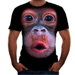 New Animal Print 3d T-shirt Men's Short Sleeve Phosgene