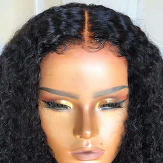 Density Long Kinky Curly Wig Lace Front Human Hair Fluffy - Phosgene