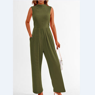 Women's Sleeveless Solid Color Casual Jumpsuit Phosgene