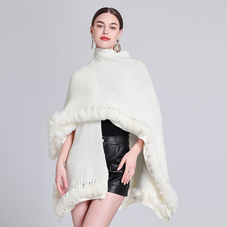 Solid Color Knitted Cape And Shawl Sweater Coat - Phosgene