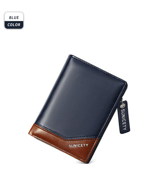 PU Leather Multifunctional Zipper Short Men's Wallet - Phosgene