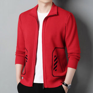 Solid Color Knitted Cardigan For Men - Phosgene