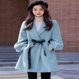 Women's Autumn And Winter New Korean Style Loose Thick Temperament Small Size Woolen Coat - Phosgene