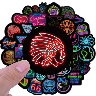 50 Neon Graffiti Stickers Decorative Waterproof Stickers - Phosgene