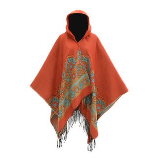 European And American Flower Woven Split Shawl Acrylic Fiber Hat Cloak - Phosgene