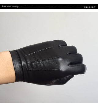 Men's Autumn And Winter Fleece-lined Warm Sheepskin Gloves - Phosgene