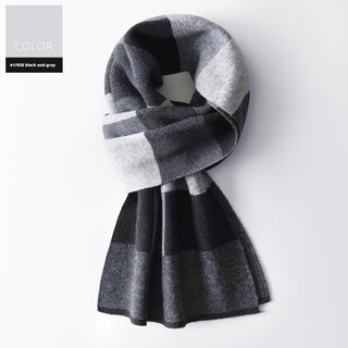 Wool Scarf Men's Winter Plaid Double-sided Scarf - Phosgene