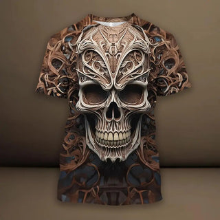 Men's 3D Skull Pattern European Hip Hop Trendy 3D Printed T-shirt Phosgene