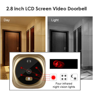 2.8 Inch Infrared Night Vision Camera Video Intelligent Electronic Peephole Visual Peephole Doorbell - Phosgene