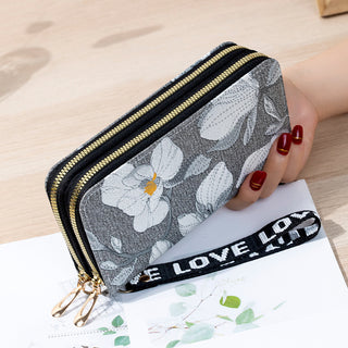 Long Double Zipper Flower Large-capacity Wallet Phosgene