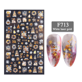 New Nail Stickers 3D Christmas Series Two-color Golden Laser Snowflake Thin Stickers Nail Art Design Nail Art Stickers - Phosgene