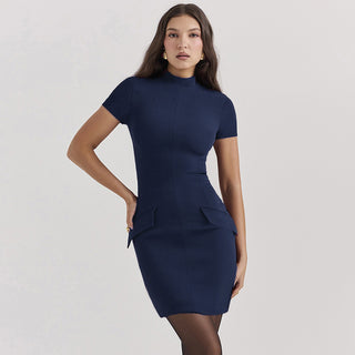 Solid Color Simple And Tight Waist-tight Dress Phosgene