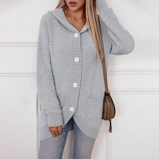 Women's Knitwear Hooded Loose Mid-length Sweater - Phosgene