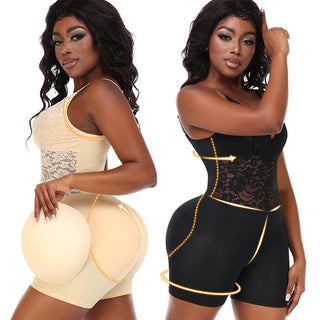 Plus Size Body Shaping Hip Lace Tight Braces Jumpsuit - Phosgene