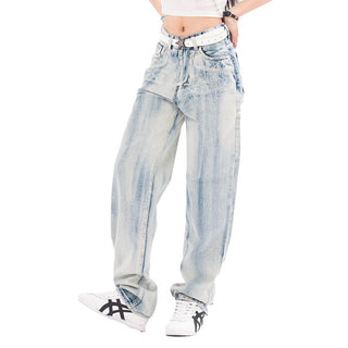 Gradient Denim Straight-leg Trousers Men And Women Phosgene