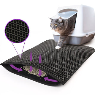 Kitty Cat Litter Mat Trapping Honeycomb Double Layer Design Waterproof Double Layer EVA Cat Litter Pad Waterproof Non-slip Sand Basin Filter Kitten Dog Washable Mattress - Phosgene