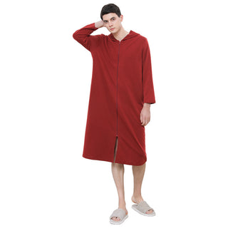 Zipper Bathrobe Couple Hooded Nightgown Thin Pajamas - Phosgene