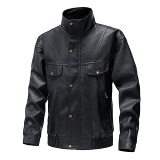 American Retro Fleece-lined Thickened Casual Leather Jacket - Phosgene