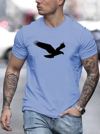 3D Digital Printing Eagle Solid Color Men's Casual Short-sleeved T-shirt Phosgene