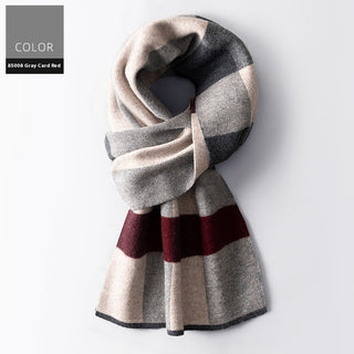 Wool Scarf Men's Winter Plaid Double-sided Scarf - Phosgene