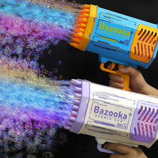 Bubble Gun Rocket 69 Holes Soap Bubbles Machine Gun Shape Automatic Blower With Light Toys For Kids Pomperos - Phosgene