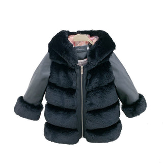 Children's Cotton Coat Rex Rabbit Hooded Faux Fur Coat - Phosgene