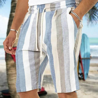 Men's Beach Drawstring Shorts Striped 3D Printing European And American Phosgene