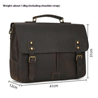 Retro Men's Briefcase Crazy Horse Leather - Phosgene