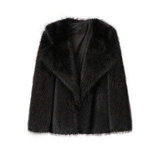 Lapel Leather Fur Coat Women's Artificial Wool Clip Coat - Phosgene