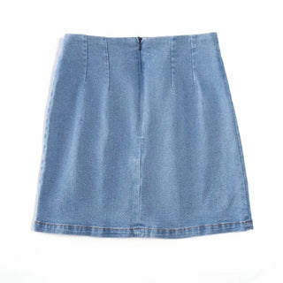 High Waist Stretch Double Slit Denim Hip-wrapped Skirt Skirt - Phosgene