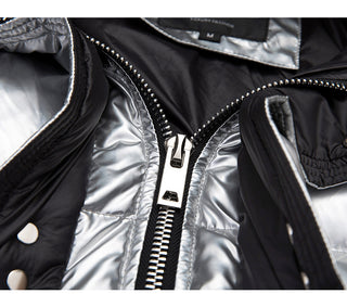 Couples Laser Glossy Thickened Loose Mid Length Down Jacket - Phosgene