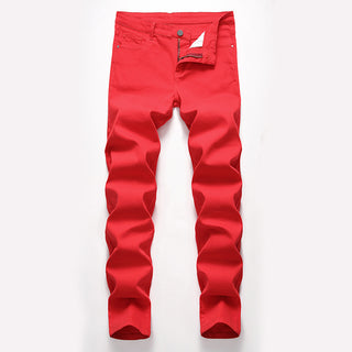 European And American Men's High Elastic Denim Casual Trousers Phosgene