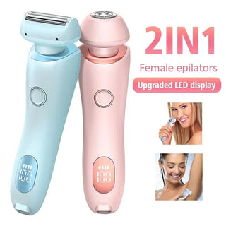 2 In 1 Hair Removal Epilator USB Rechargeable Trimmer Women Body Razor Face Leg Armpit Bikini Hand Pubic Shaver Hair Remover - Phosgene